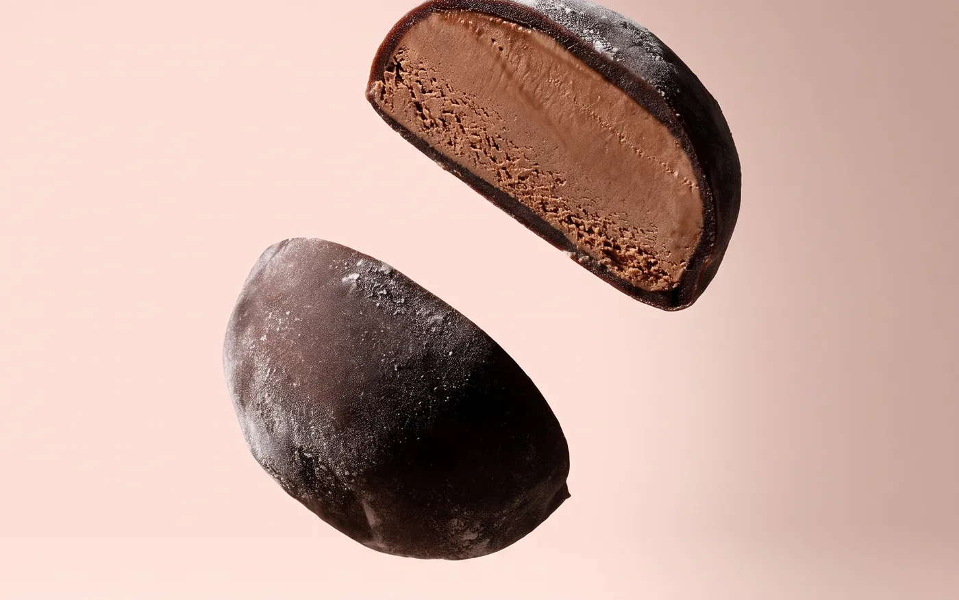 Chocolate mochi, two halves
