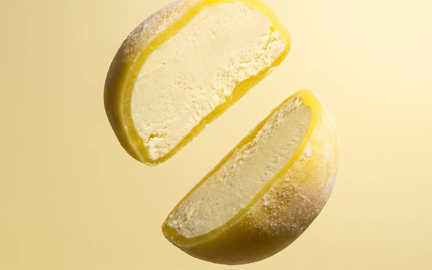 Lemon mochi, two halves