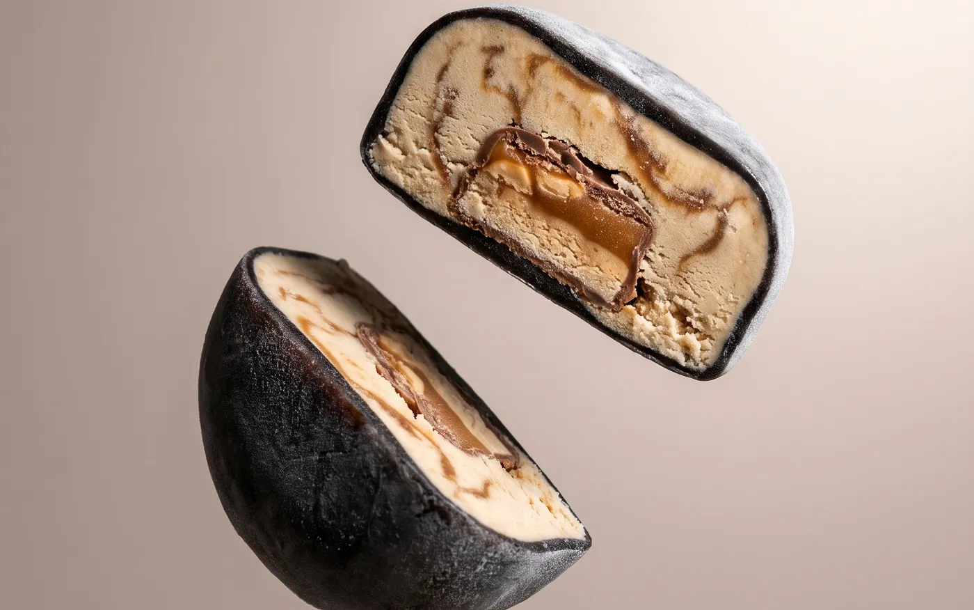 Snickers mochi, two halves