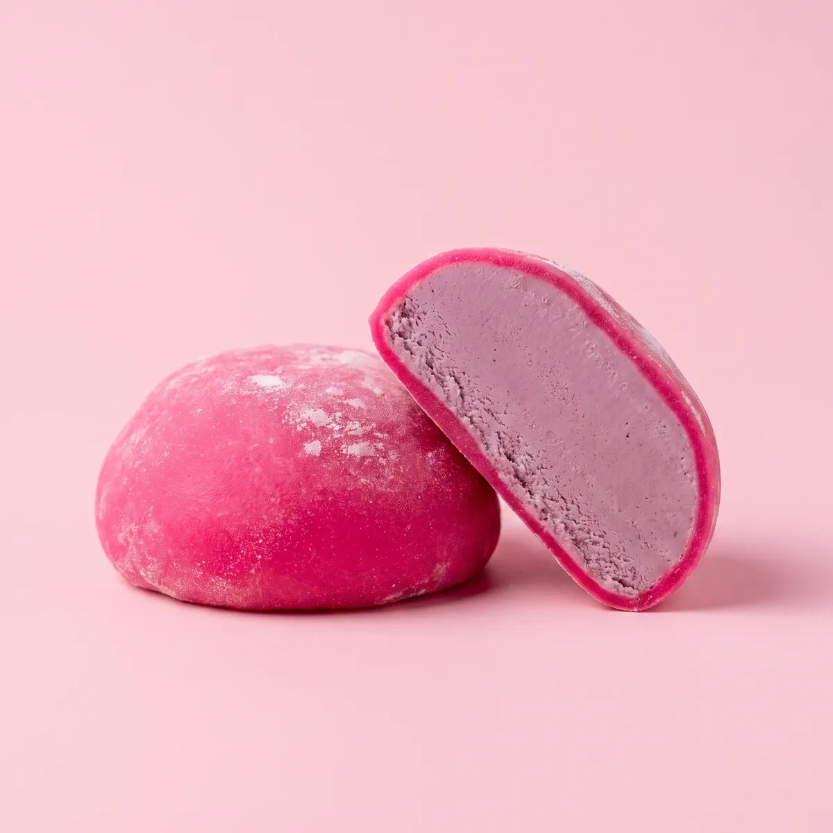Cotton Candy mochi, whole and cut open