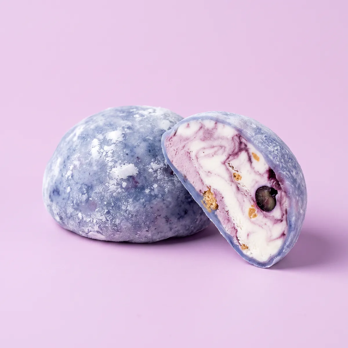 Yogurt mochi, whole and cut open